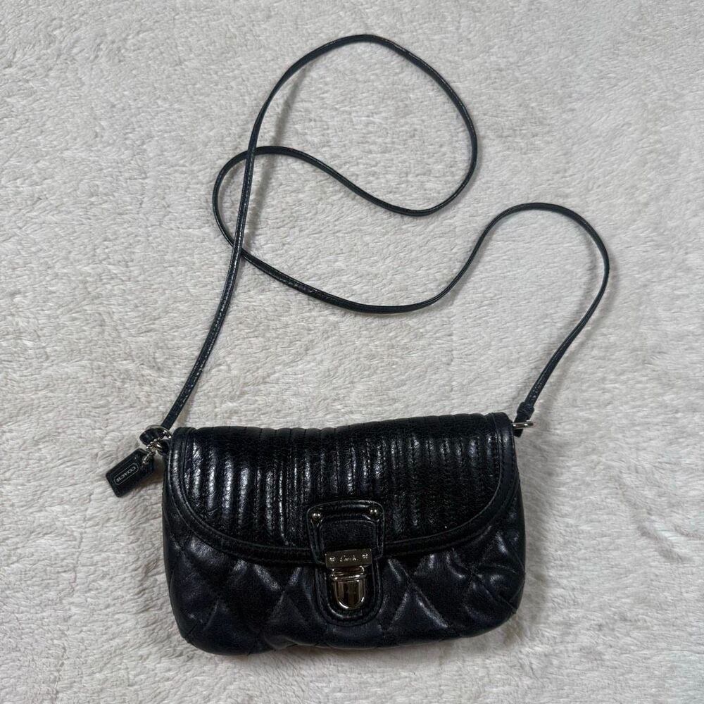 Coach Black Quilted Scalloped Flap Crossbody Purse Bag